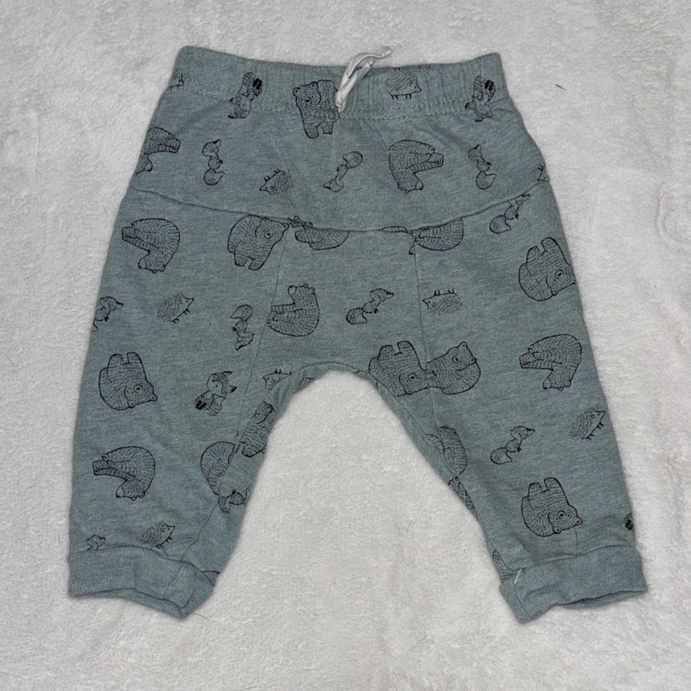 Rabbit+Bear Cozy blue Joggers with Fun Bear Print 🐻